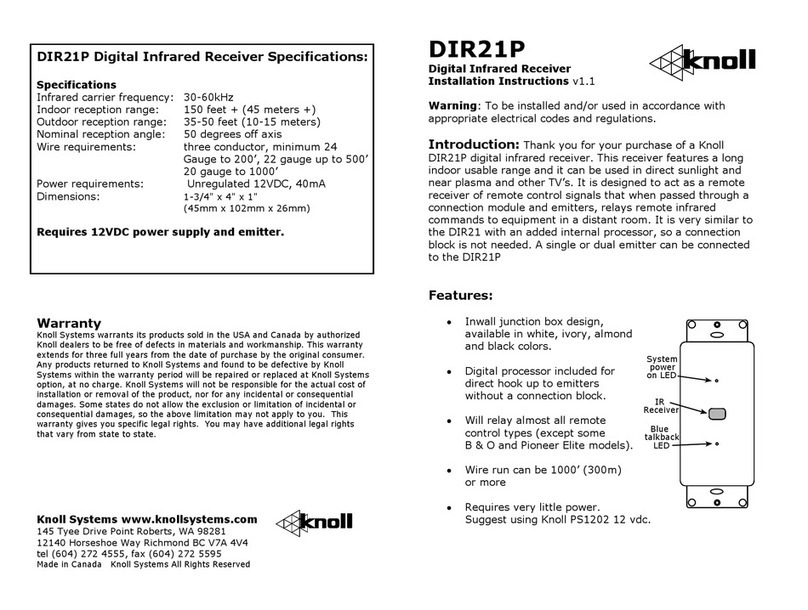 Knoll DIR21P User manual