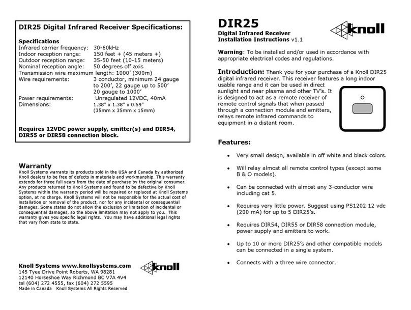 Knoll DIR25 User manual