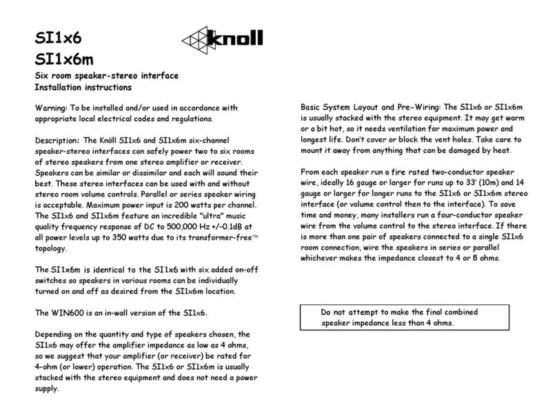 Knoll SI1X6 installation instructions