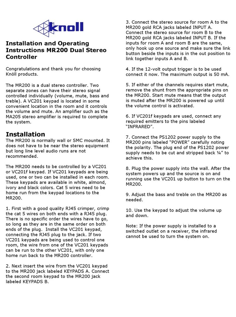 Knoll MR200 Installation and operating instructions