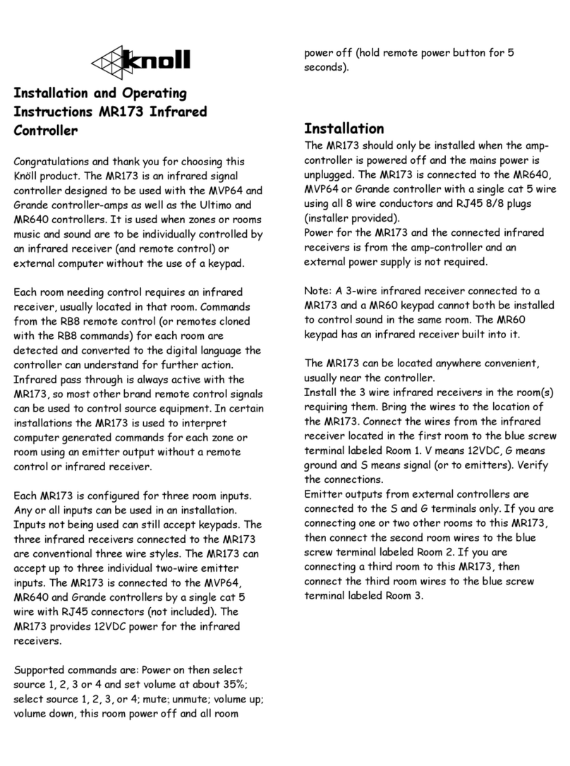 Knoll MR173 Installation and operating instructions Knoll MR173 Installation and operating instructions