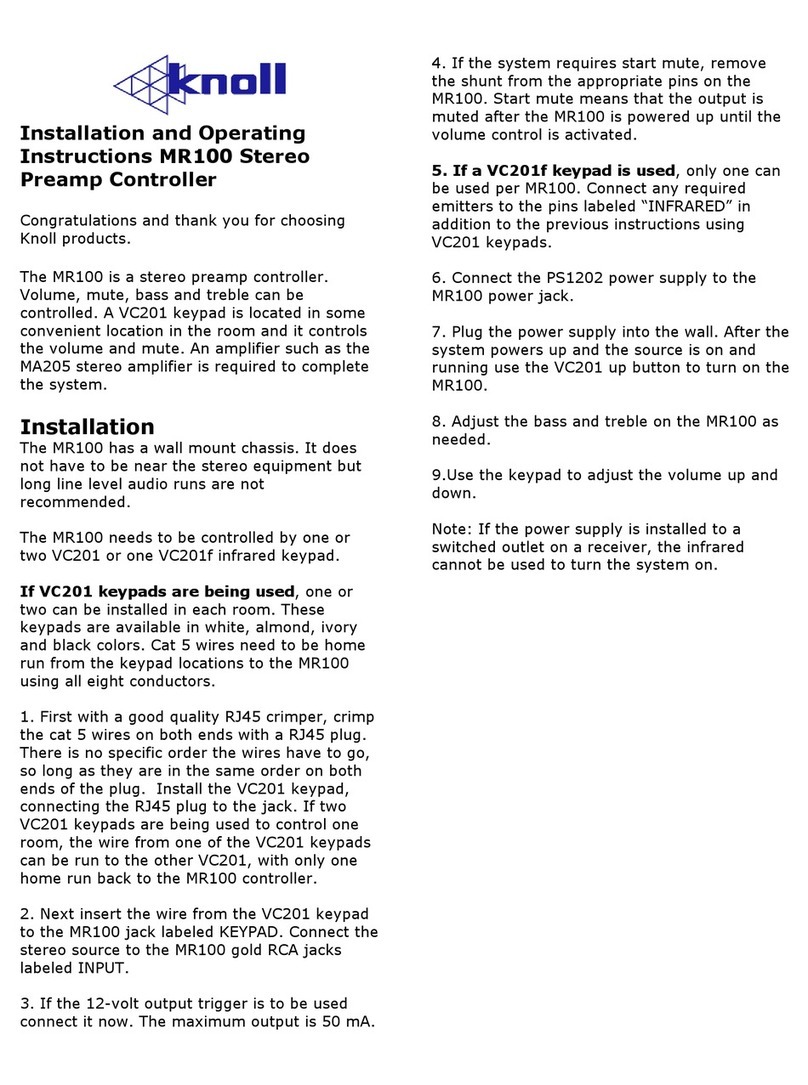 Knoll MR100 Installation and operating instructions