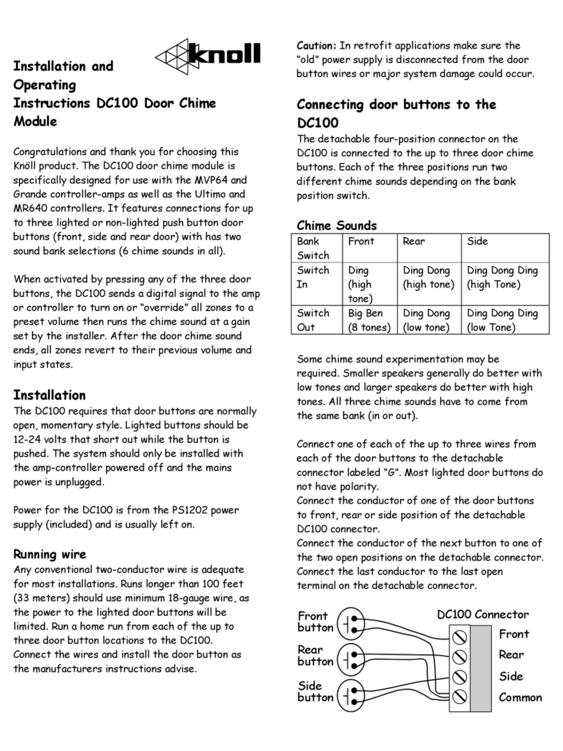 Knoll DC100 Installation and operating instructions
