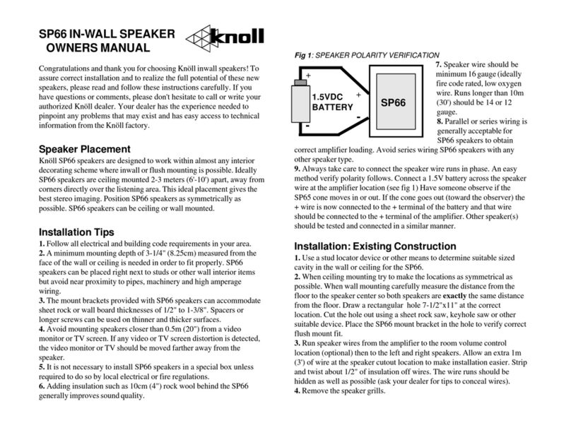Knoll SP66 owner's manual