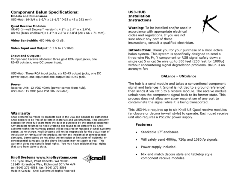 Knoll UR-P3 installation instructions