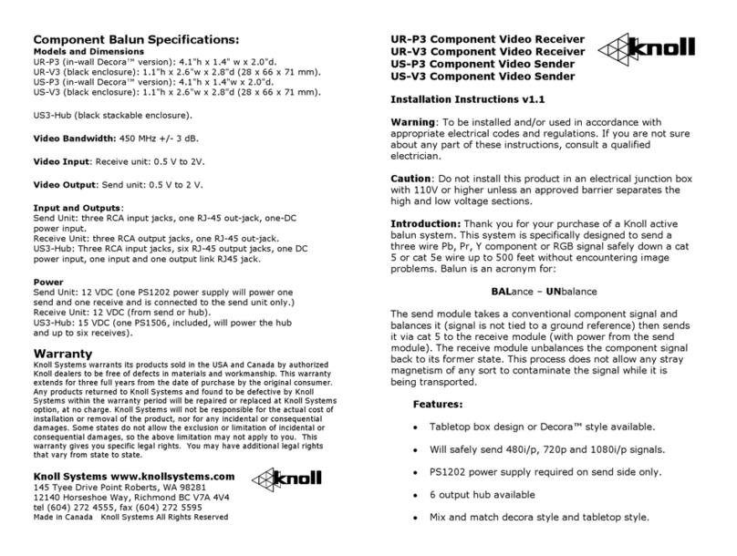 Knoll UR-P3 User manual