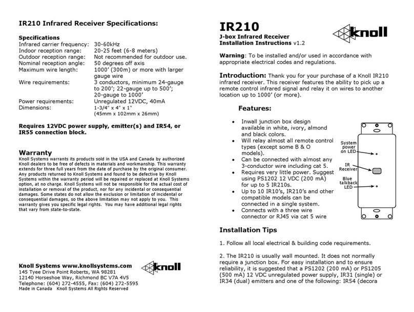 Knoll IR210 User manual