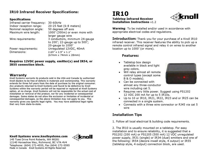 Knoll IR10 User manual