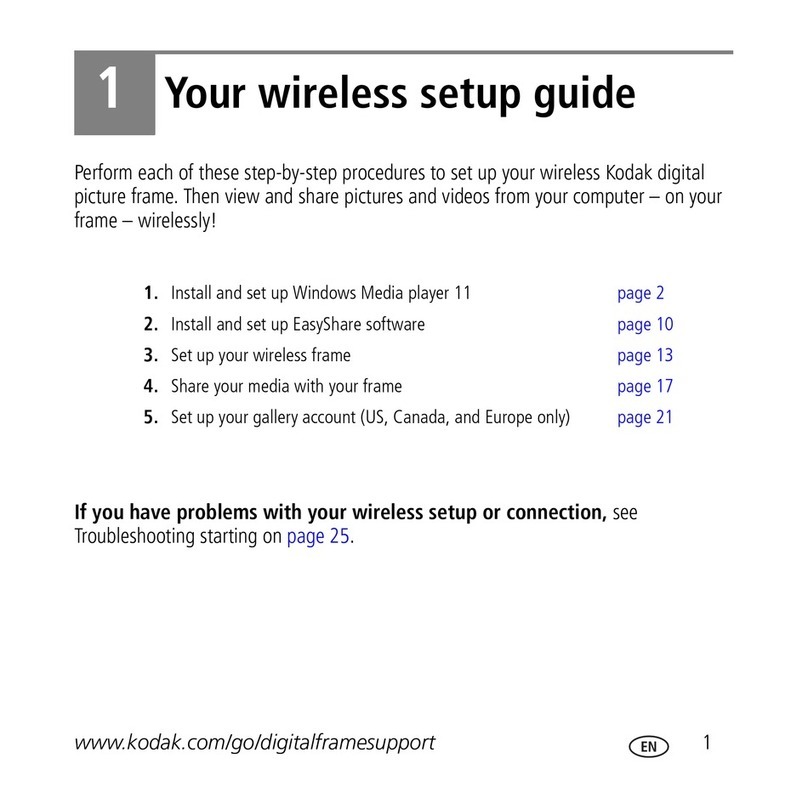 Kodak EX 1011 - EASYSHARE Digital Picture Frame Setup guide Kodak EX 1011 - EASYSHARE Digital Picture Frame Setup guide