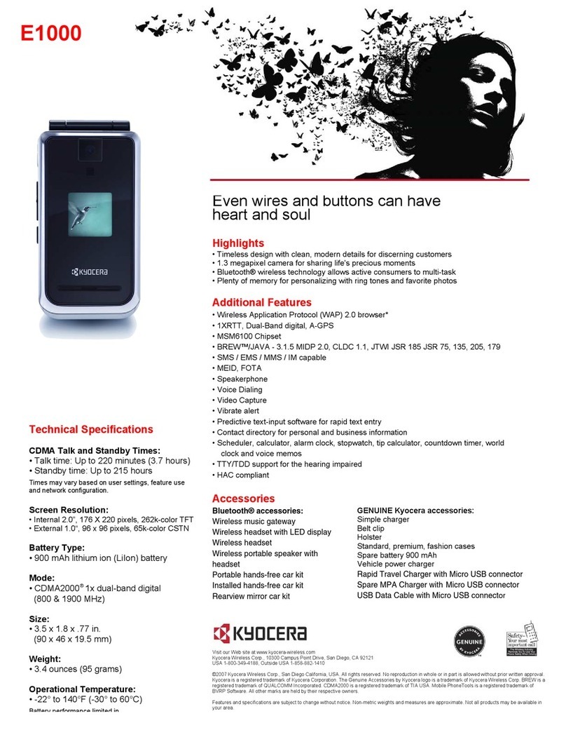 Kyocera Deco E1000 Specifications