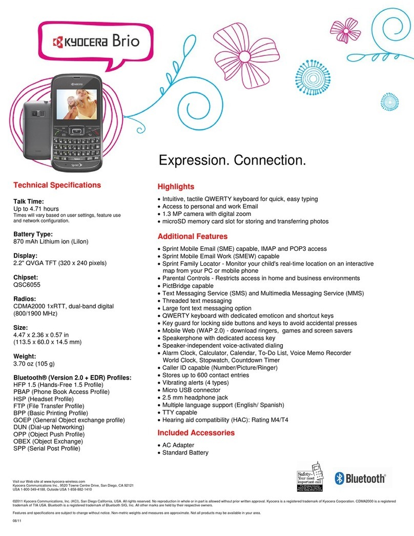 Kyocera Brio Technical specifications