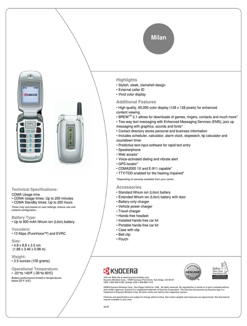 Kyocera Milan KX9 User manual