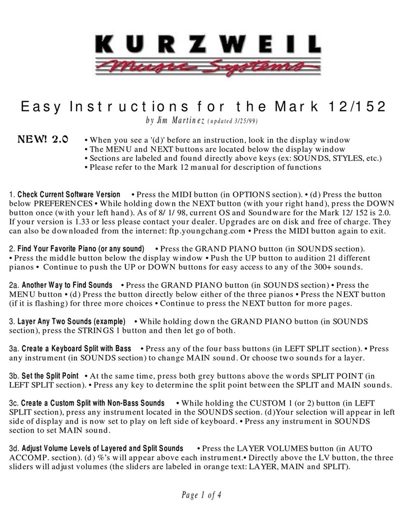 Kurzweil MARK 12 V2.0 - ADDENDUM Manual