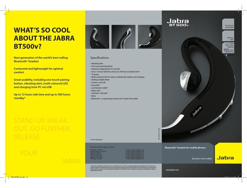 Jabra BT500 - Headset - Over-the-ear quick start guide