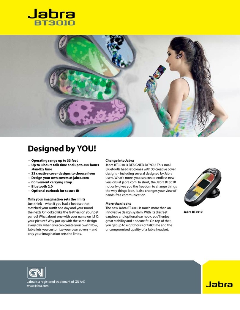 Jabra BT3010 - Headset - In-ear ear-bud quick start guide