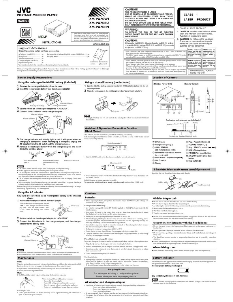 JVC XM-PX70WT User manual