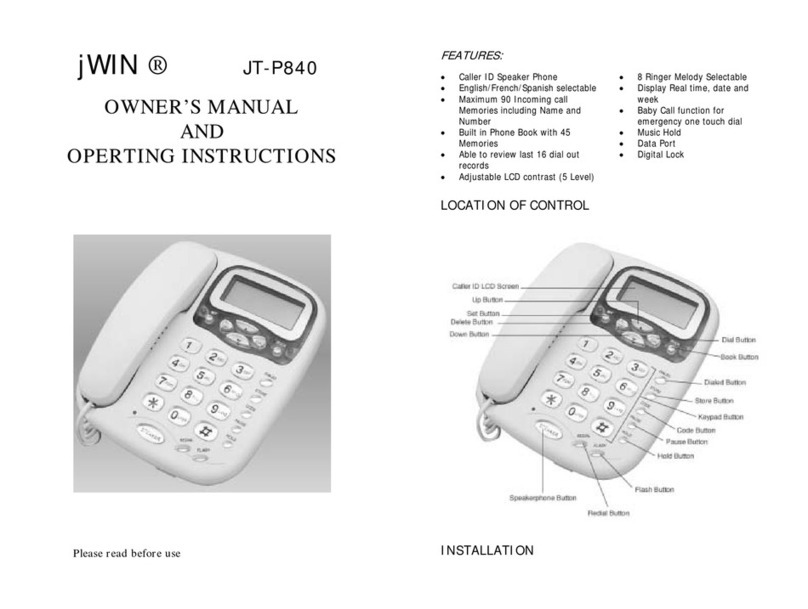 jWIN JT-P840 Owner's Manual and Operating Instructions