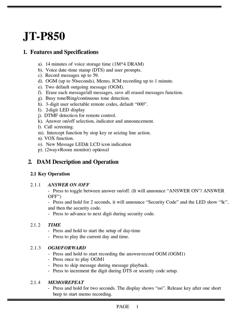 jWIN JT-P850 Features and specifications
