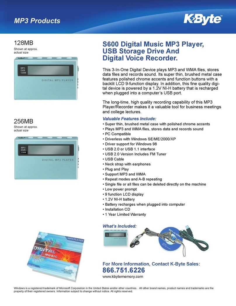 K-Byte S600 128MB Specifications