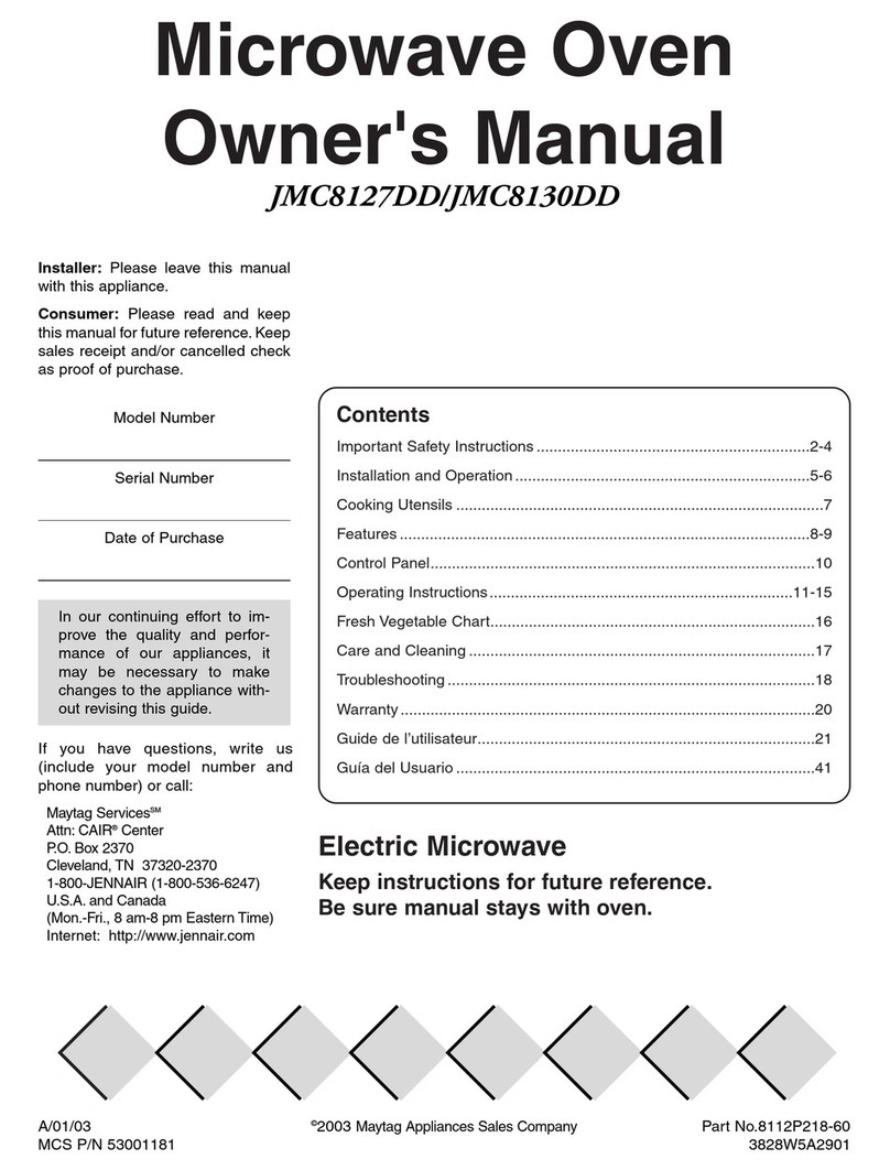 Jenn-Air JMC8127DD owner's manual