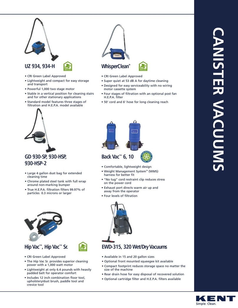 KENT Back Vac 10 User manual KENT Back Vac 10 User manual