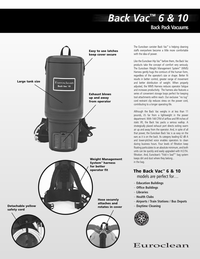 Euroclean Back Vac 10 Specifications