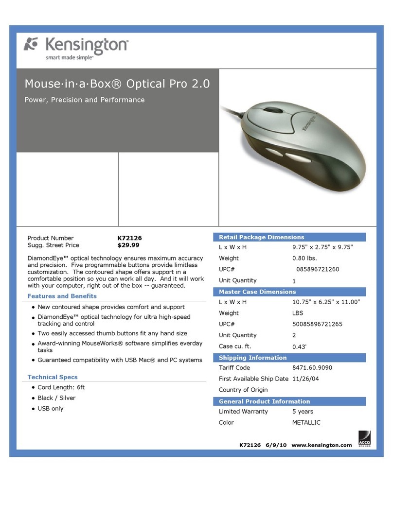 Kensington Mouse-in-a-Box Optical Pro User manual