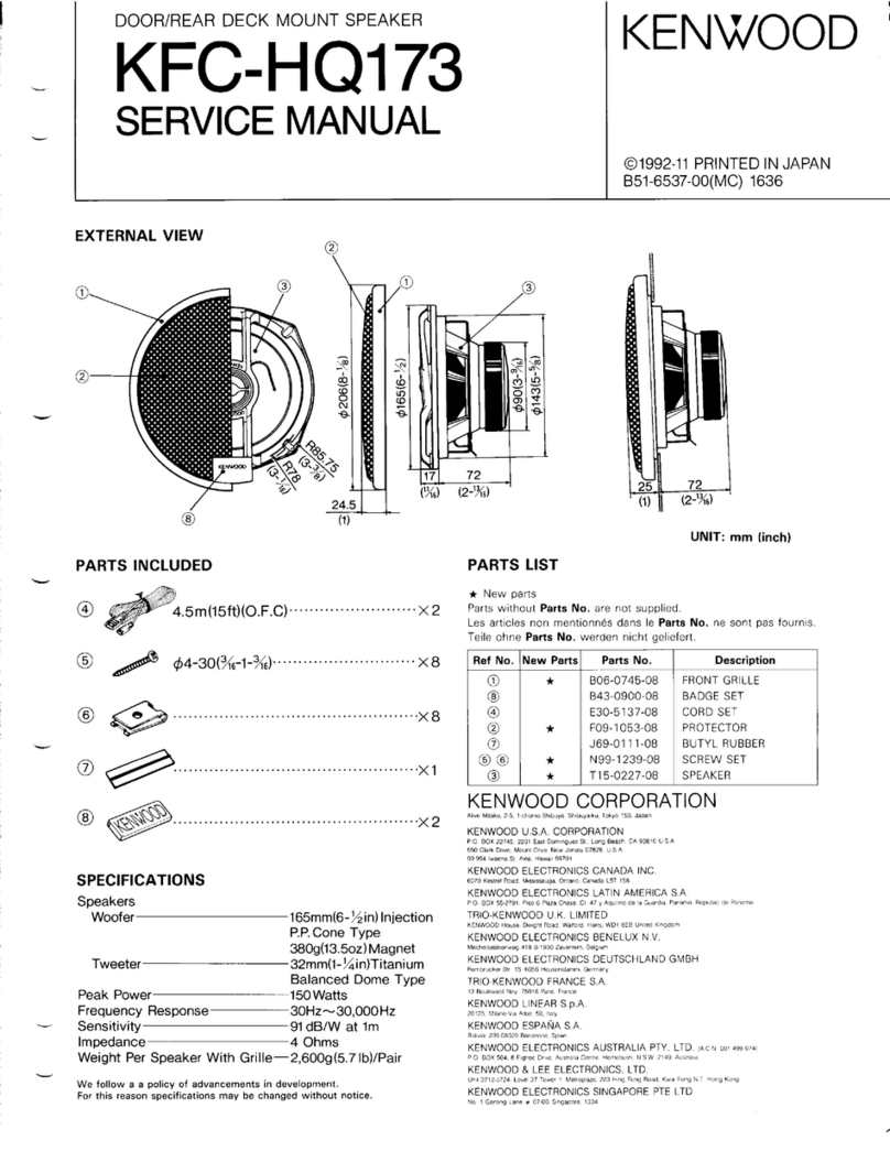 Kenwood KFC-HQ173 User manual Kenwood KFC-HQ173 User manual