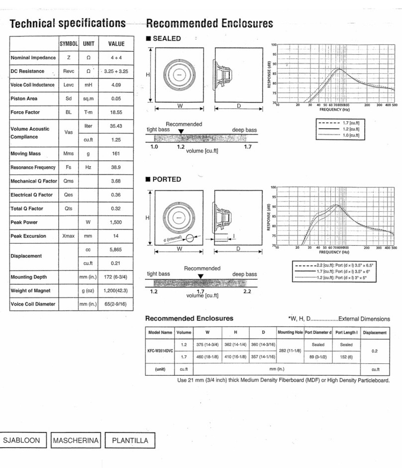 Kenwood KFC-W3514DVC - Car Subwoofer Driver User manual
