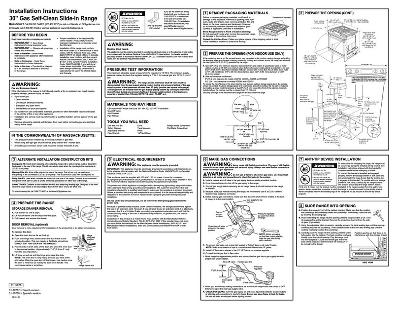 GE Profile PGS968SEPSS User manual