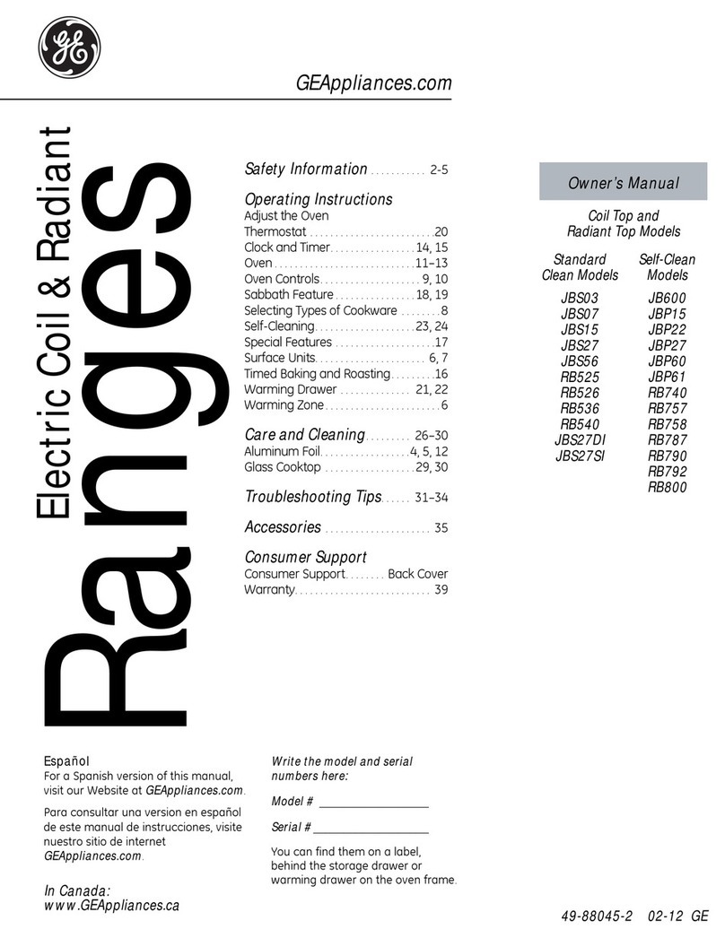 GE JBP15DMBB use and care manual