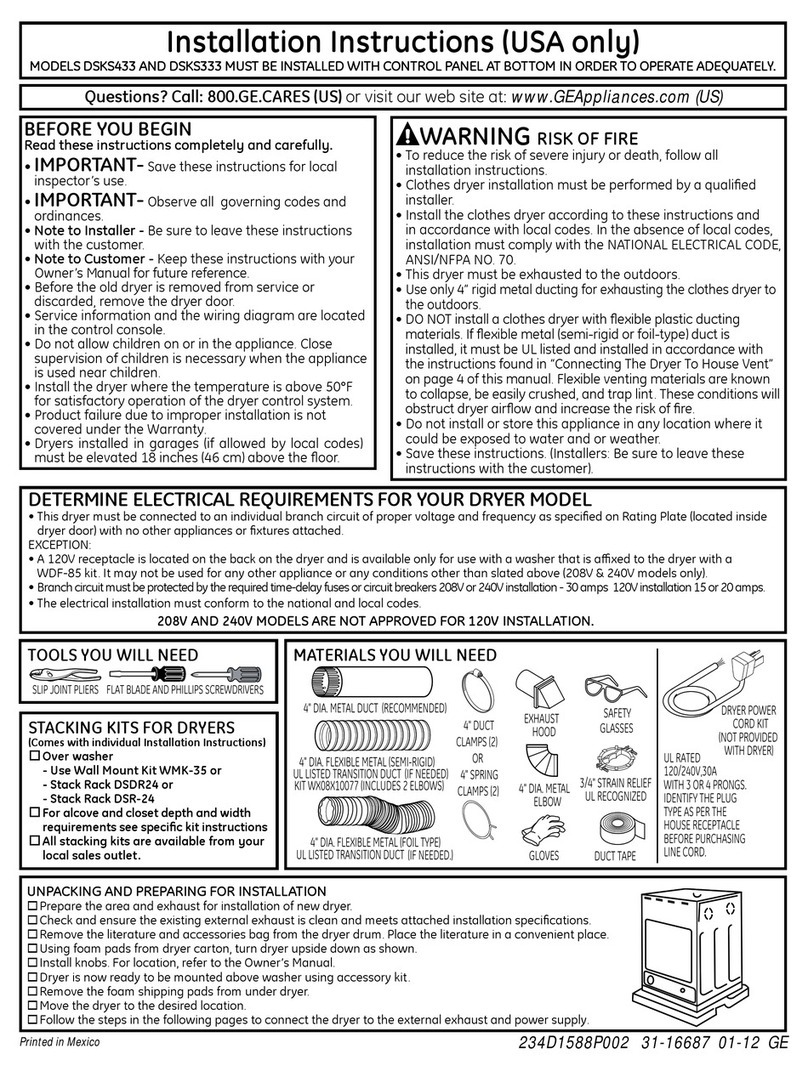 GE Spacemaker DSKS433EBWW User manual