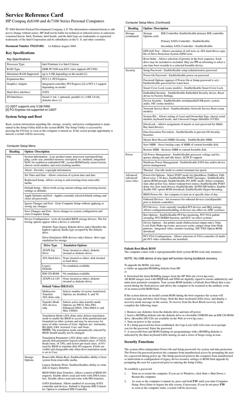 HP Compaq dc7100 DT reference guide