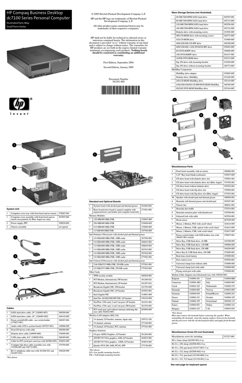 HP Compaq dc7100 SFF supplementary guide