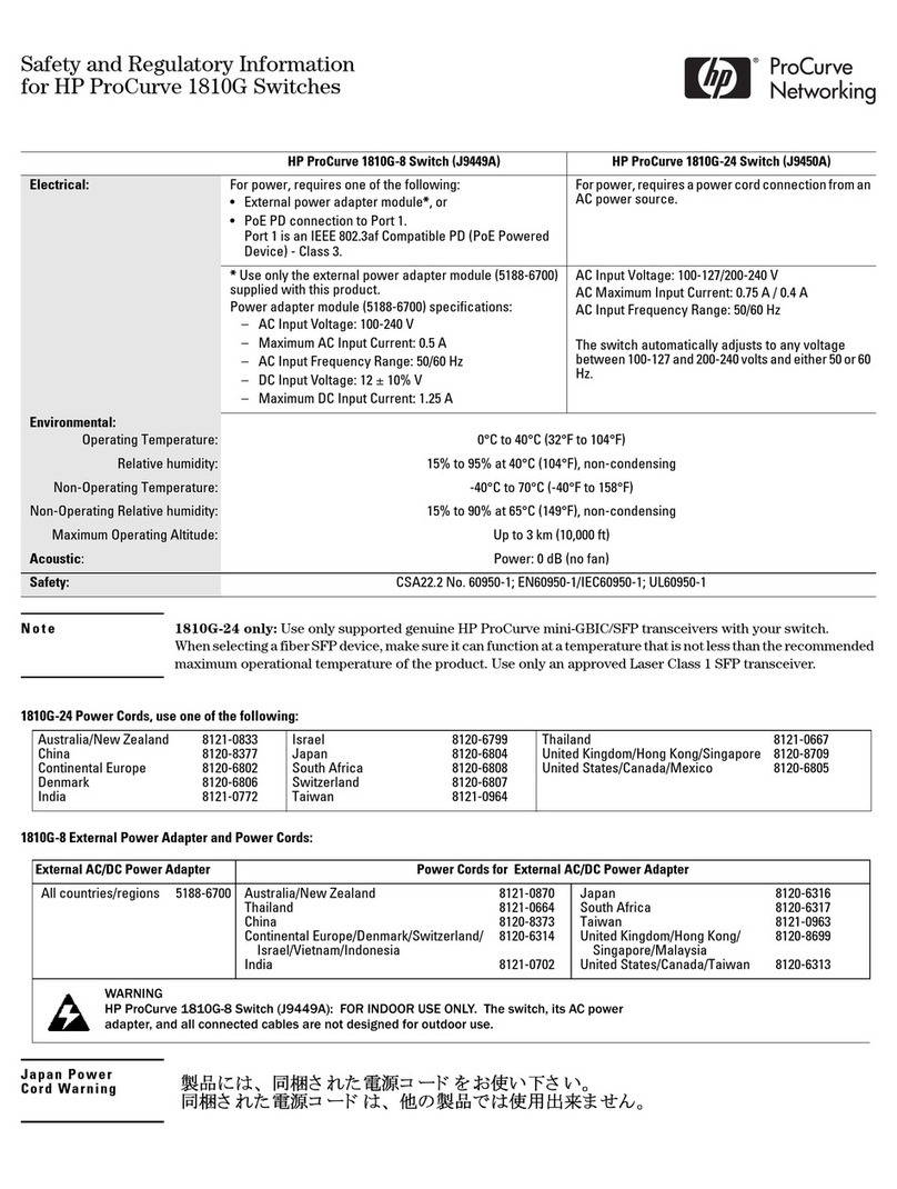 HP ProCurve 1810G-8 Owner's manual