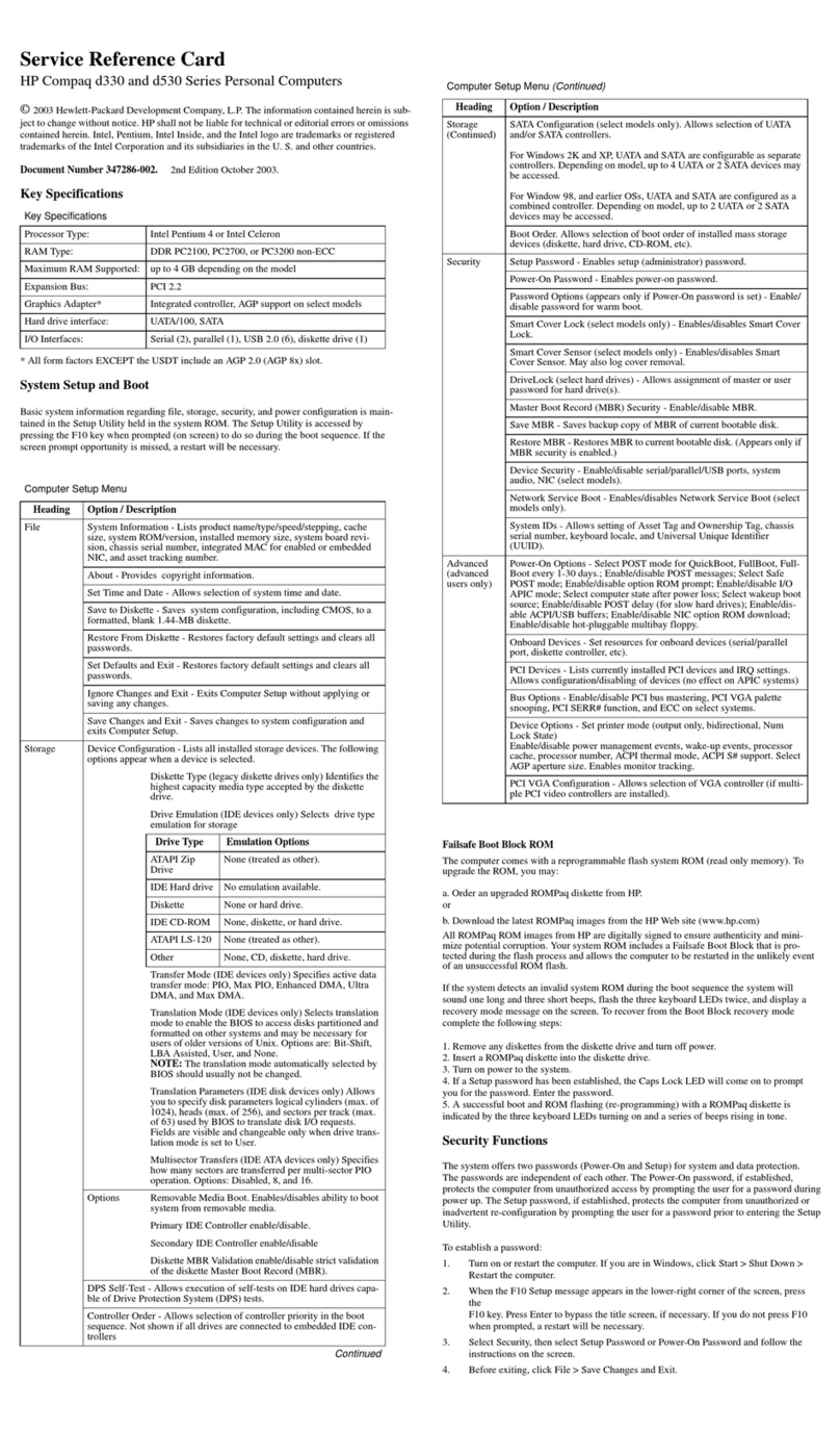 HP Compaq d330 DT User manual