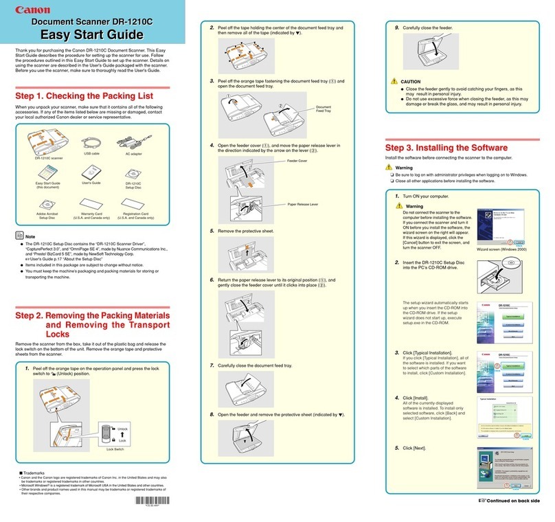 Canon imageFORMULA DR-1210C Easy start guide