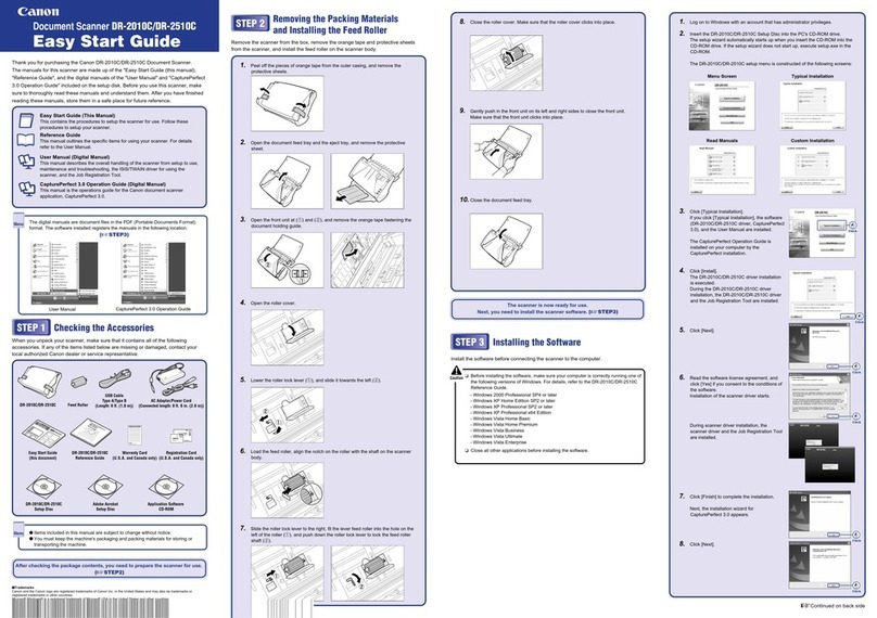 Canon DR 2010C - imageFORMULA - Document Scanner Instructions for use