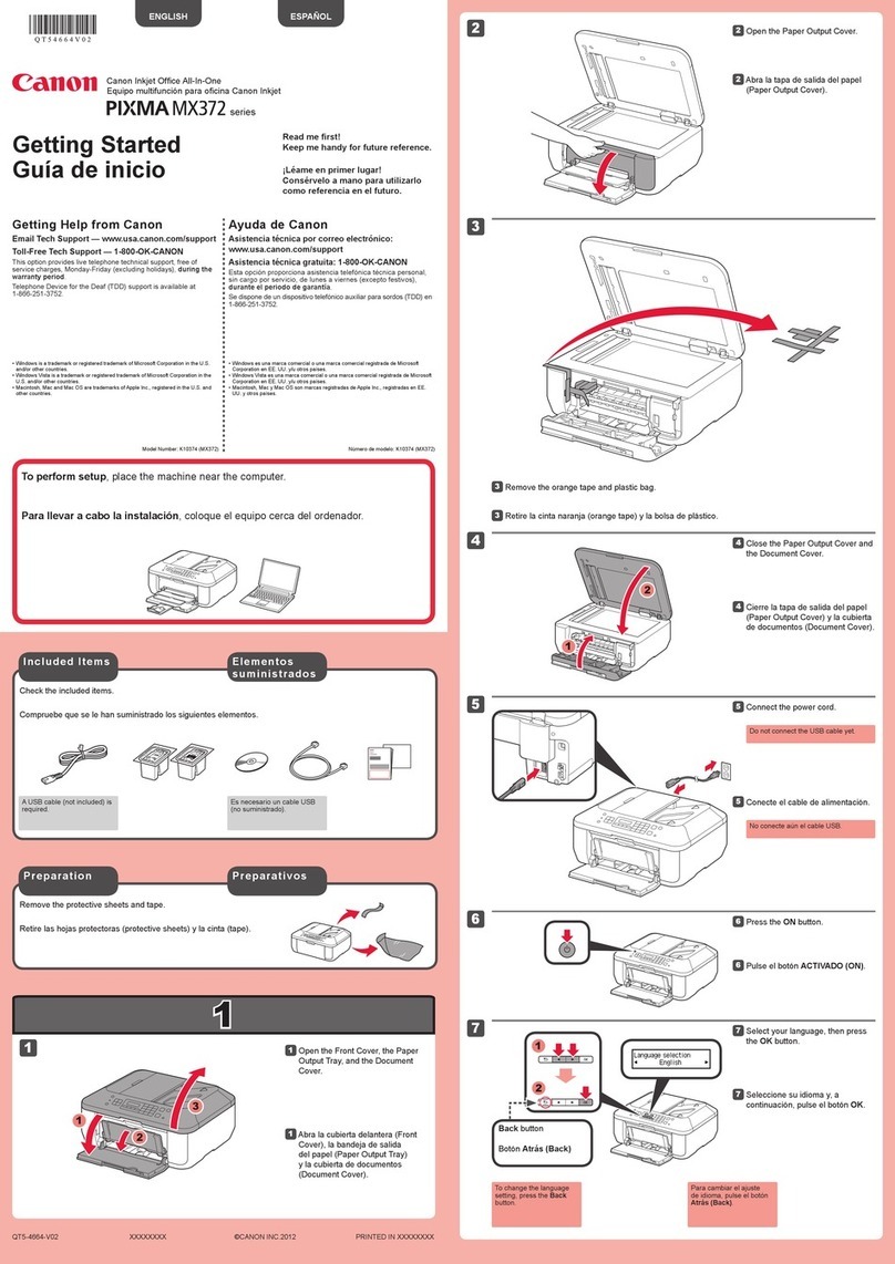 Canon PIXMA MX372 Getting started guide