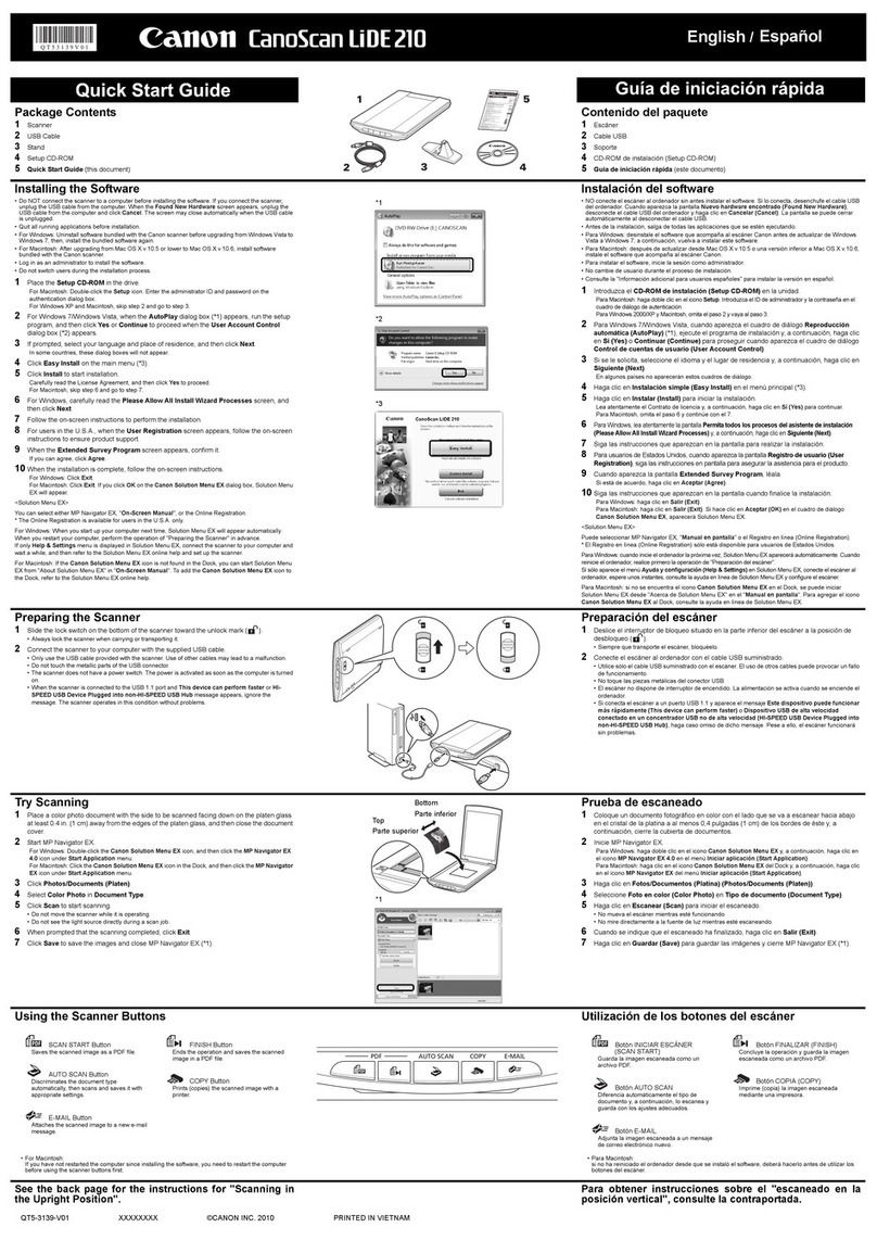 Canon CanoScan LiDE210 quick start guide