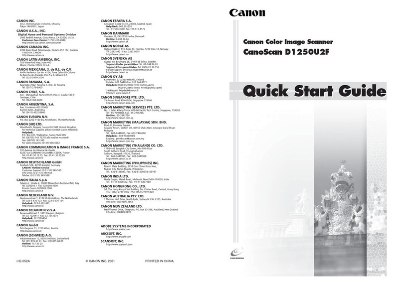 Canon D1250U2F - CanoScan USB Flatbed Scanner User manual