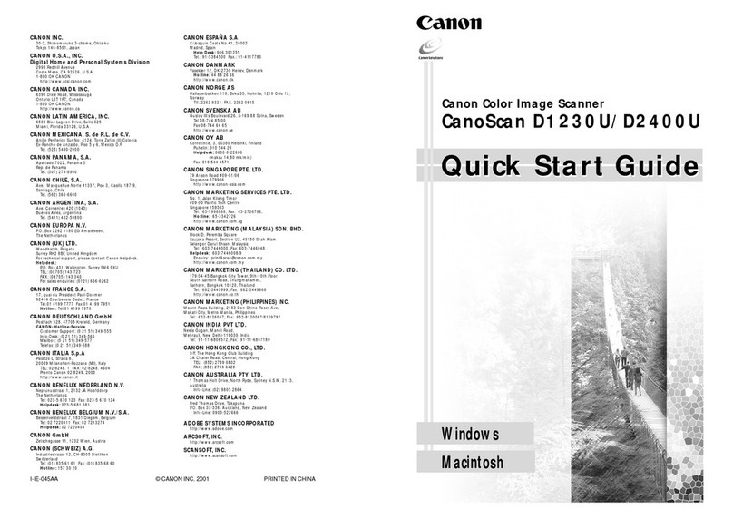 Canon CanoScan D1230UF quick start guide