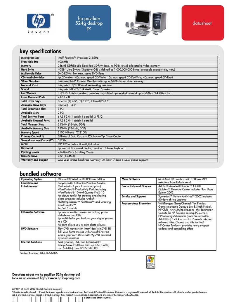 HP 512n - Pavilion - 128 MB RAM User manual