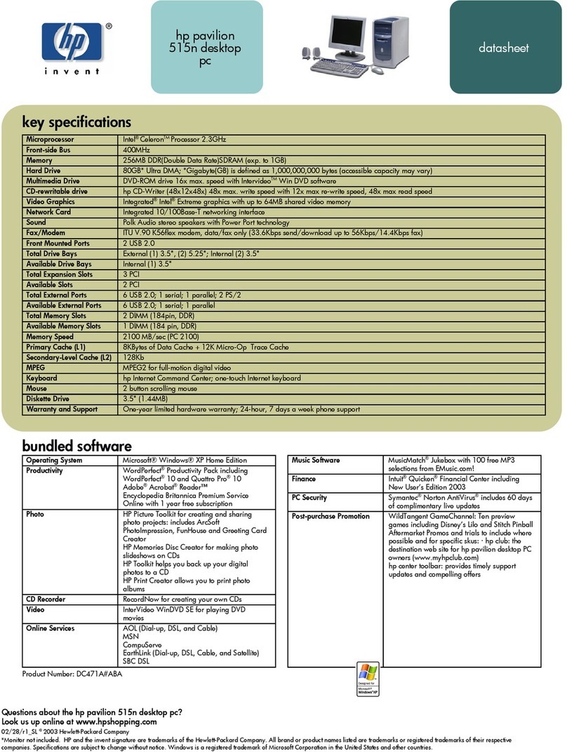 HP 512n - Pavilion - 128 MB RAM User manual