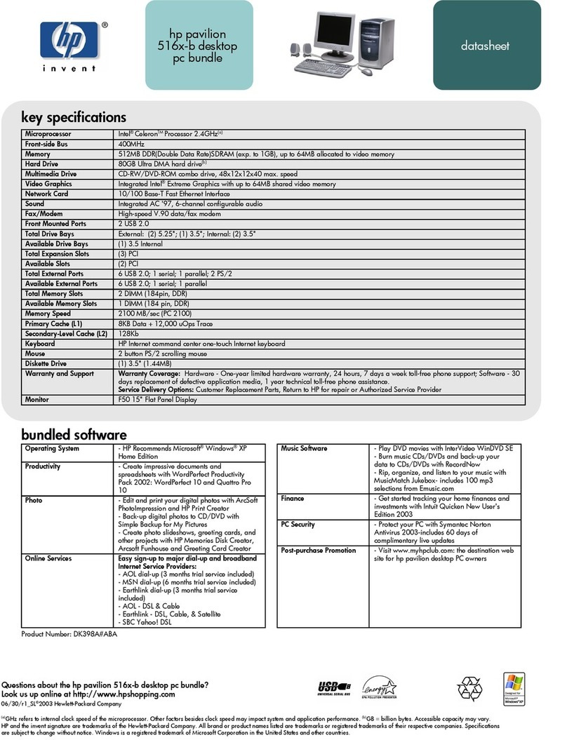 HP 512n - Pavilion - 128 MB RAM User manual