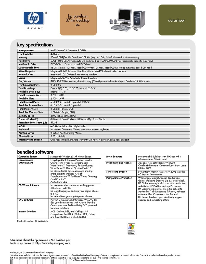 HP Pavilion 300 - Desktop PC User manual