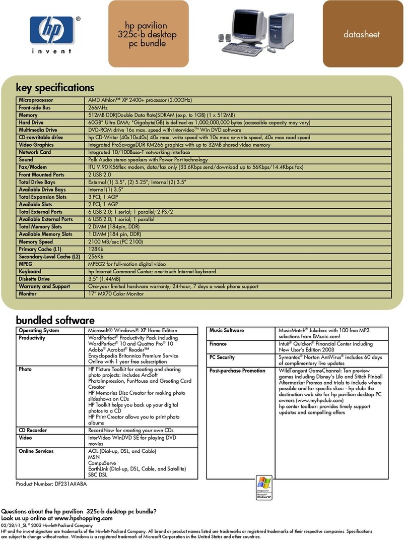 HP Pavilion 300 - Desktop PC User manual