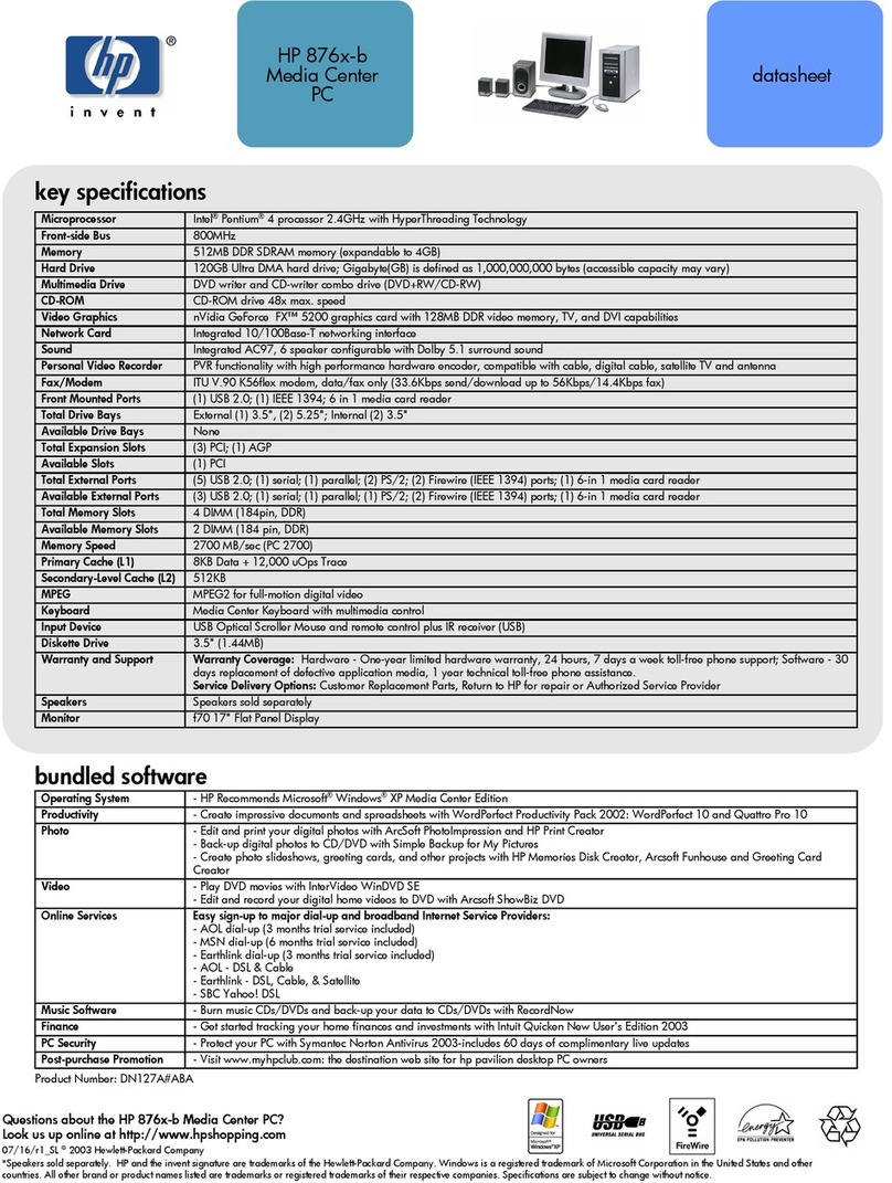 HP Media Center User manual