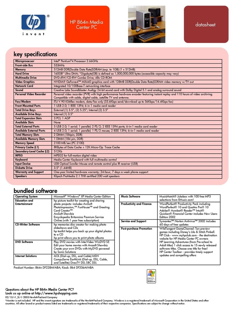 HP Media Center User manual