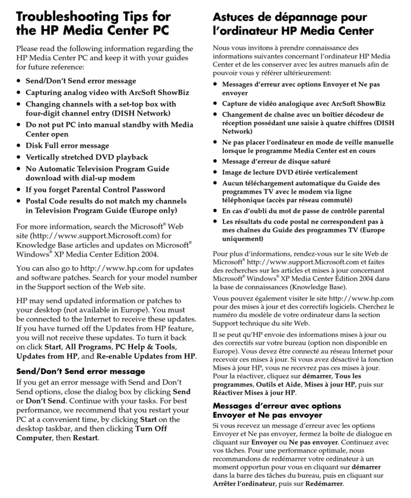 HP Media Center supplementary guide